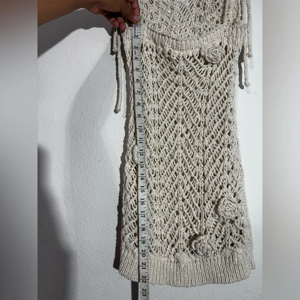 LULUS Coastal Charisma Ivory Crochet Rosette Tie Strap Swim Cover Up